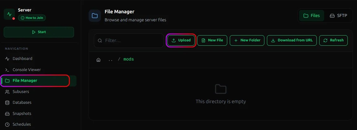 Upload mod