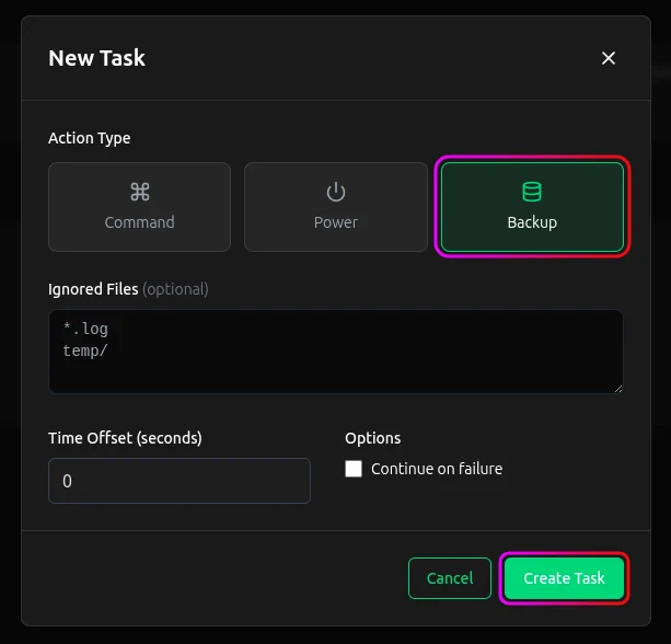 Add Task popup