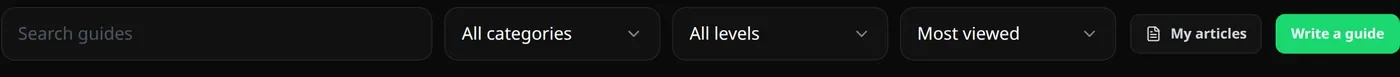 The guides toolbar with the My articles and Write a guide buttons