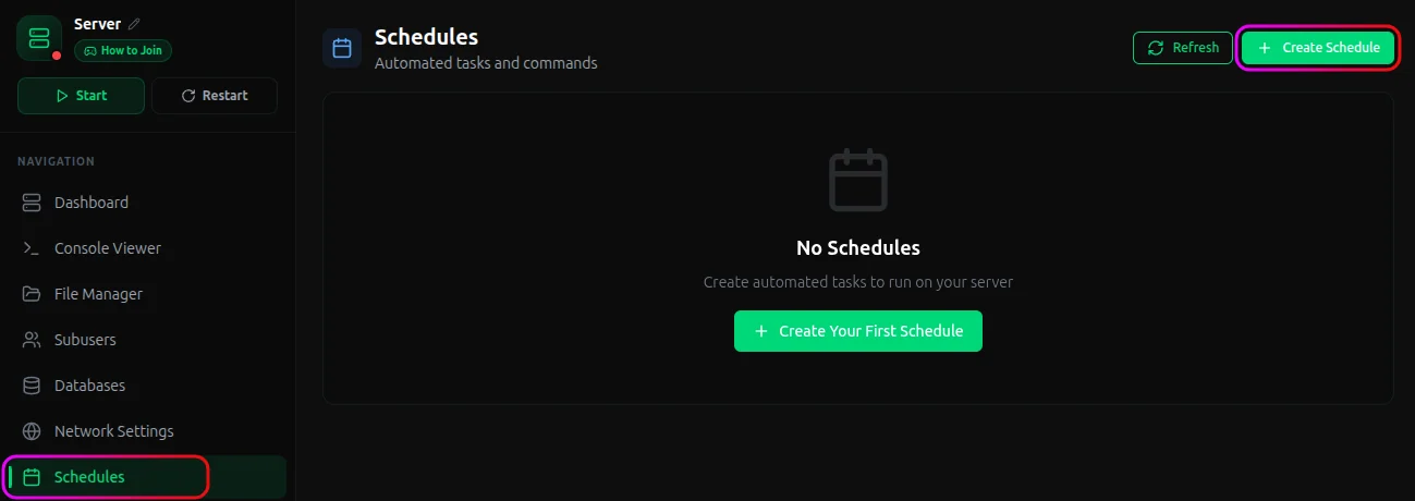 Create Schedule button